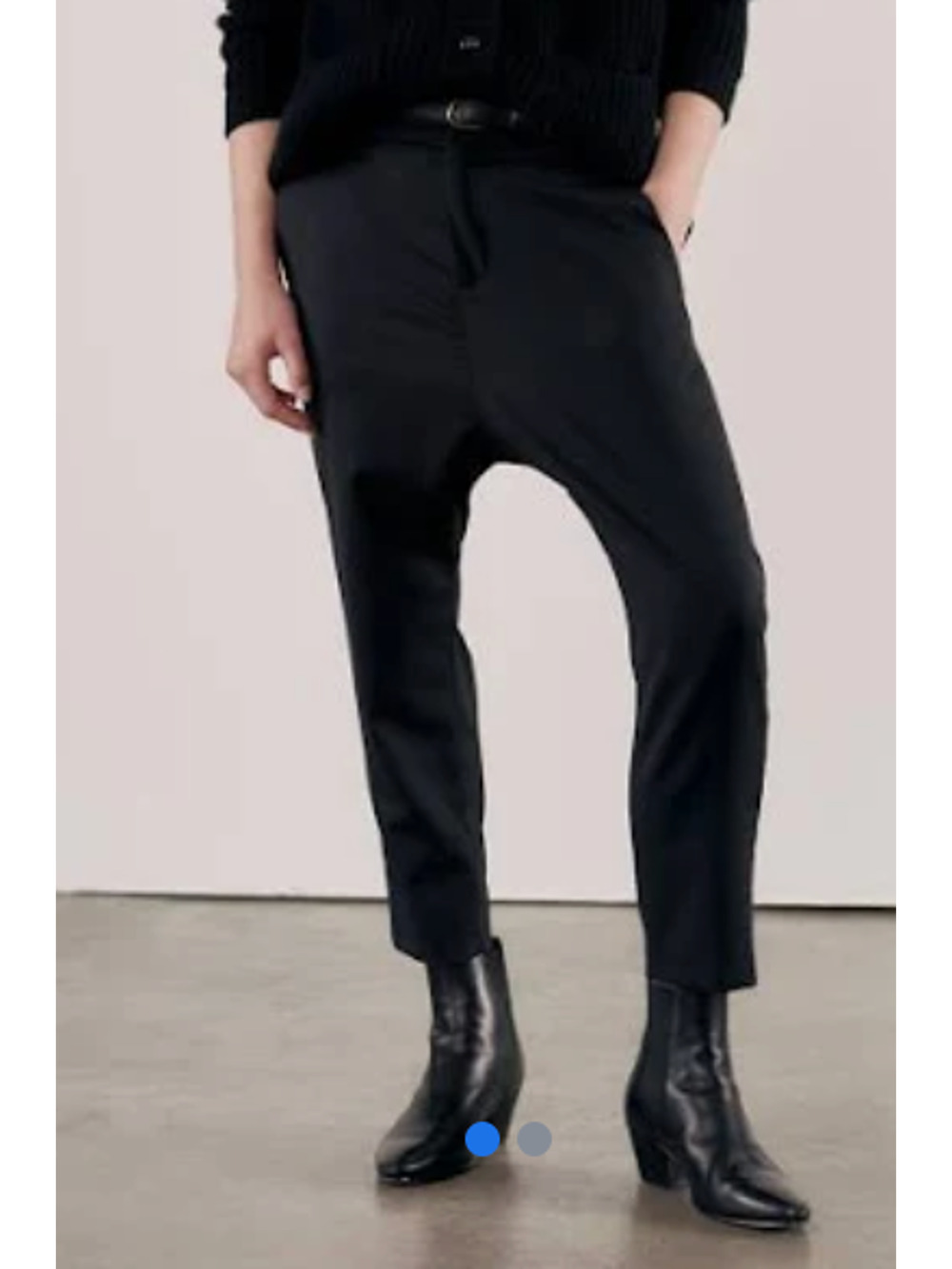 Nili Lotan 6 Paris Pants $495 Drop Crotch Slouchy Trousers Cropped Jet Black EUC